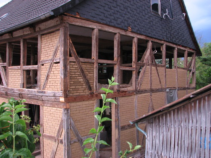 Ausblick nach hinten auf das Fachwerk