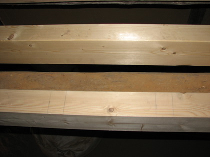 Der Fachwerk Balken liegt zwei Zentimeter unterhalb dem KVH