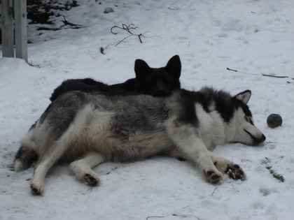 Mutter und Tochter im Schnee 2005