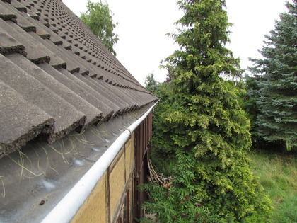 Das Dach an der Rückseite des Hauses