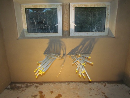 Der Fensterbereich wurde ebenfalls mit Kalkputz verputzt